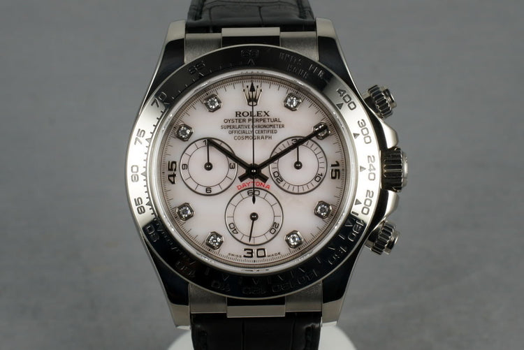 2002 Rolex WG Daytona Ref: 116519 with Mother of Pearl Diamond Dial