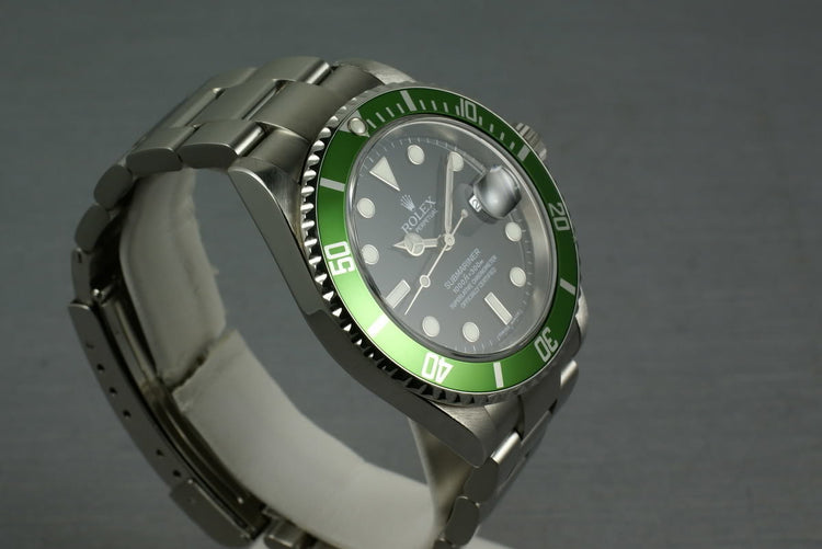 Rolex Green Submariner 16610 LV Box and Papers and Service Papers