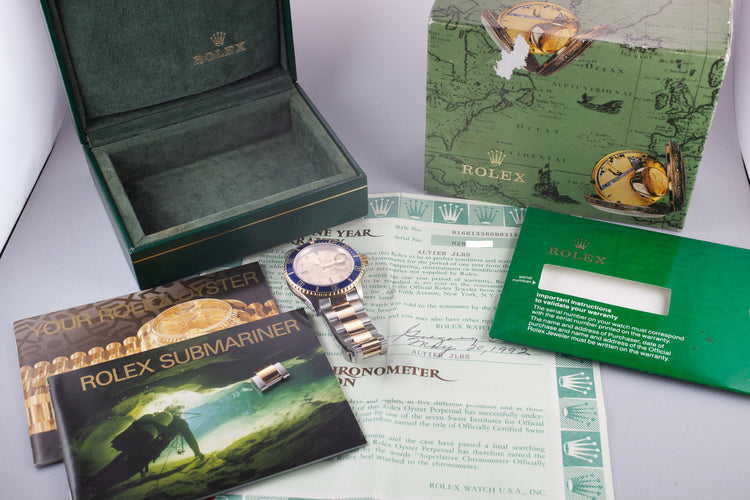 1991 Rolex Two-Tone Submariner Serti Dial with Box and Papers