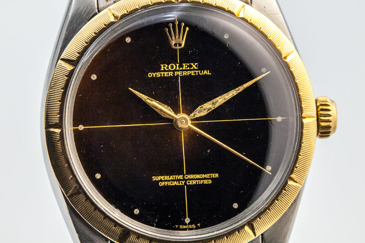 1965 Rolex Two Tone Oyster Perpetual 1008 Zephyr Dial and Bezel with Gilt Tropical Dial