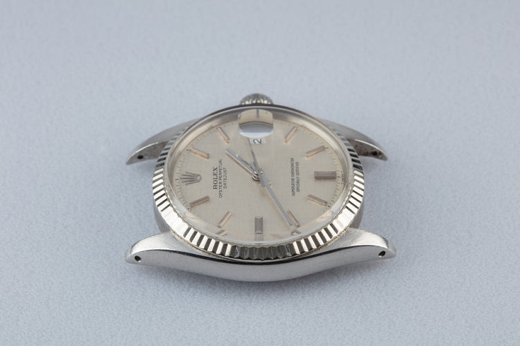 1973 Rolex DateJust 1601 with No Lume Silver Linen Dial