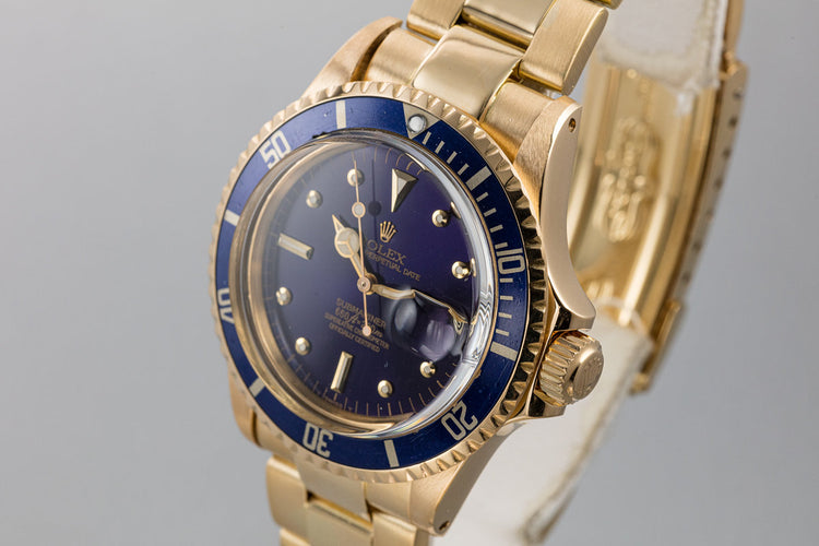 1972 Rolex 18K YG Submariner 1680 Blue Nipple Dial