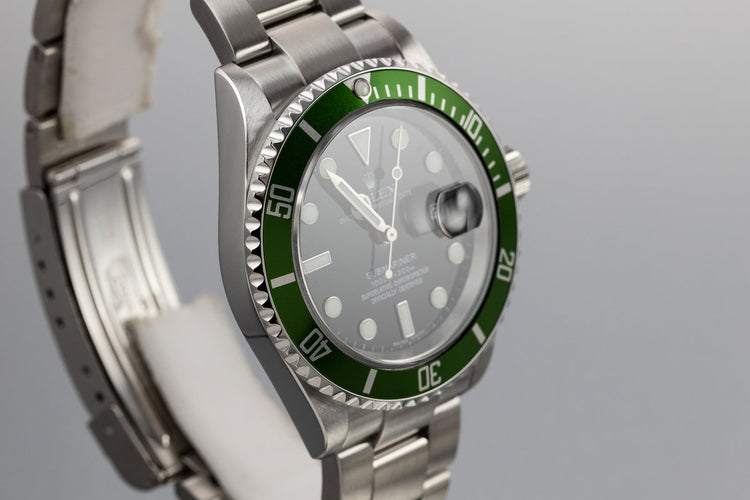 2005 Rolex Green Submariner 16610V with Box and Papers