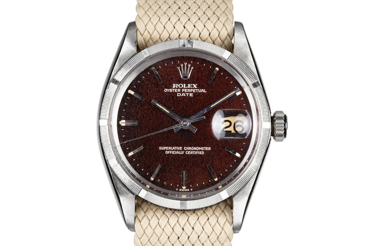 1967 Rolex Date 1500 Gilt Dial with Deep Ruby Tropical Patina