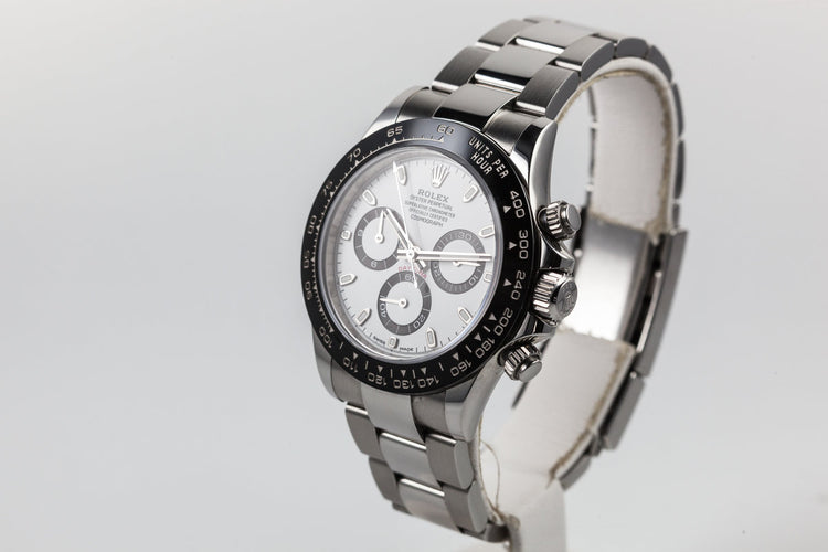 2017 Rolex Daytona 116500 White Dial with Black Ceramic Bezel and Box and Papers