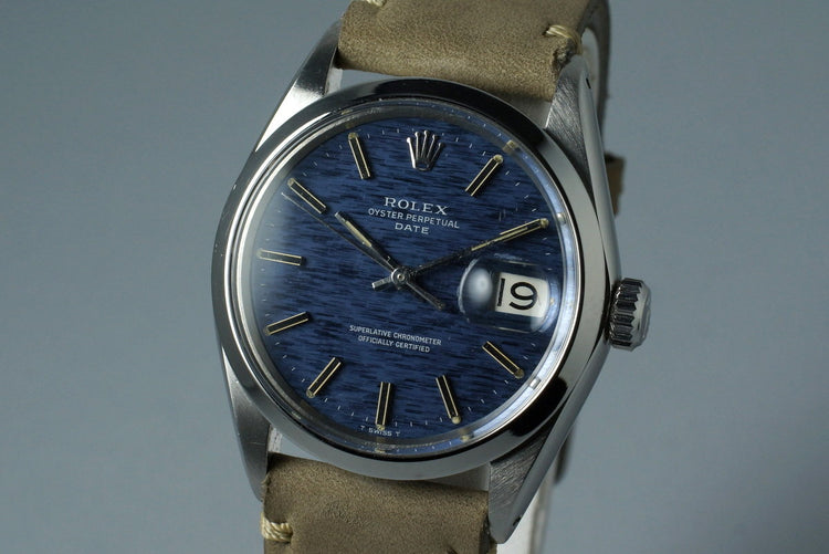 1969 Rolex Date 1500 Blue Textured Dial