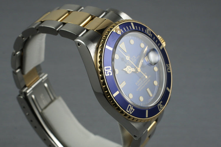 1987 Rolex Two Tone Blue Submariner 16803 with Box and Papers