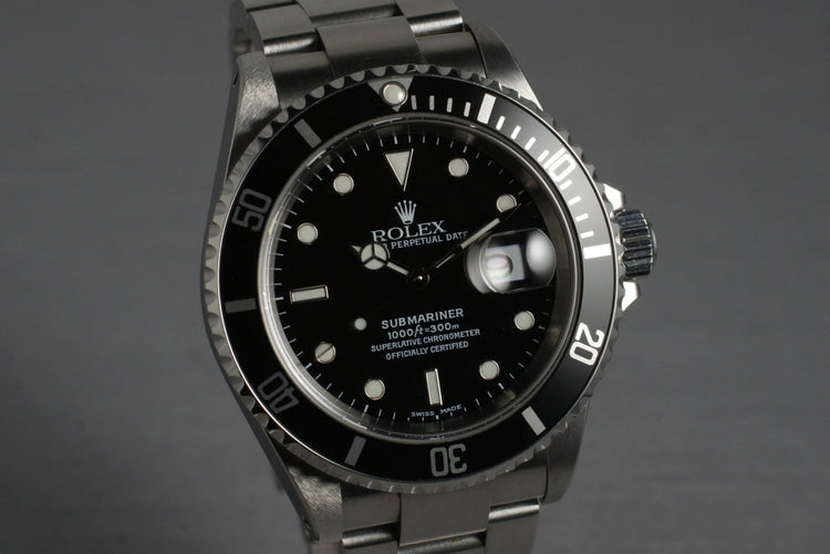 2001 Rolex Submariner 16610 with Box and Papers