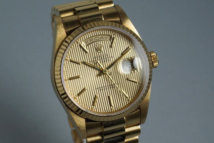 1984 Rolex YG Day-Date 18038 Tapestry Dial
