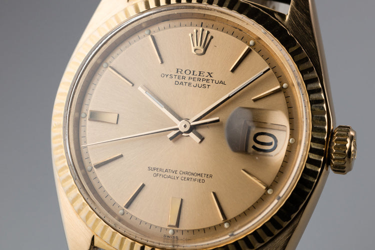 1963 Rolex 18K Yellow Gold DateJust 1601 with Box and Papers