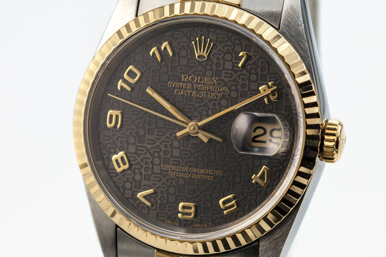 1995 Rolex Two Tone DateJust 16233 Charcoal Computer Dial with Box and Papers