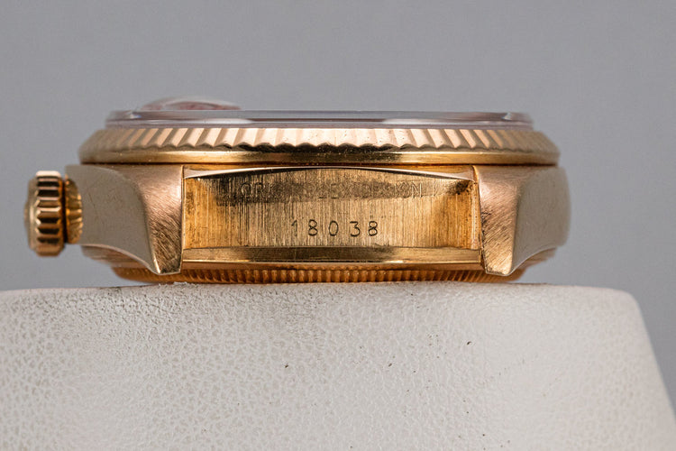 1984 Rolex 18K YG Day-Date 18038 Birch Wood Dial