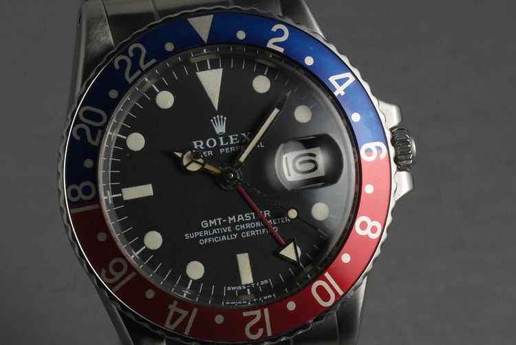 Rolex GMT 1675 Pointy Crown Guards Chapter Ring ultra light brown dial
