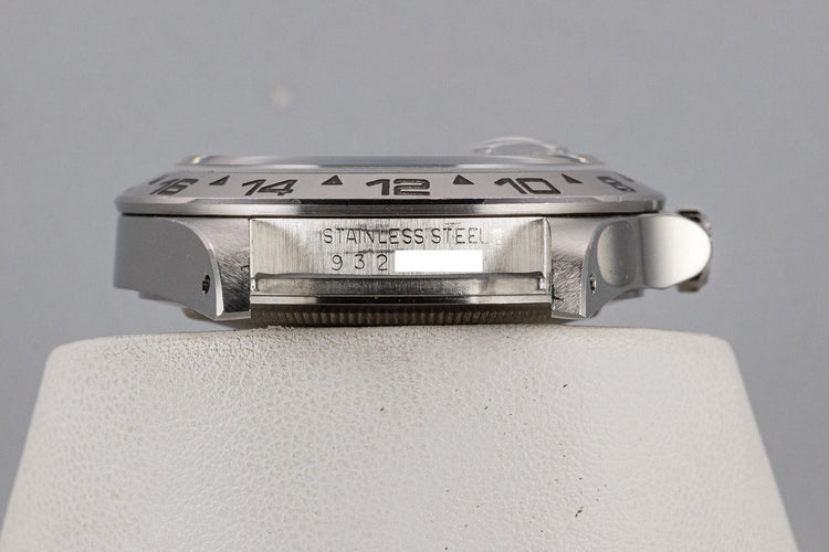 1986 Rolex Explorer II 16550 Black Spider Cracked Rail Dial with Service Papers