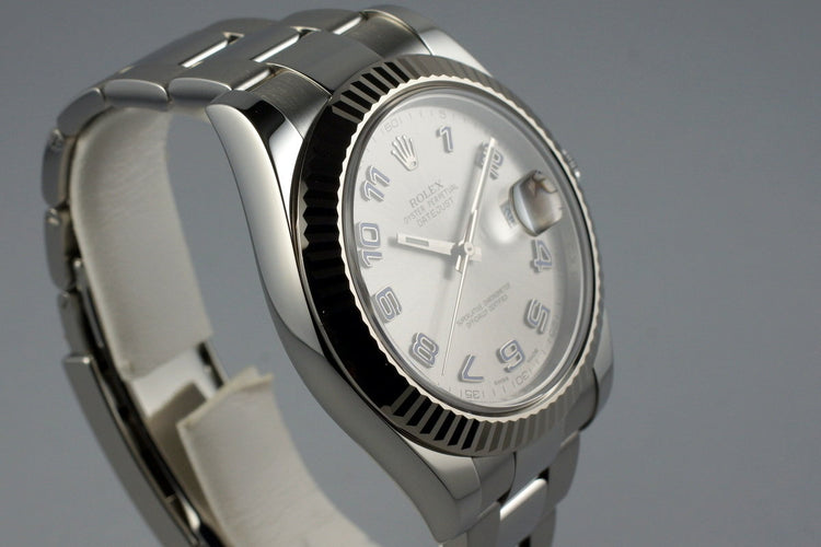 2009 Rolex DateJust 116334 Silver Arabic Dial with Box and Papers