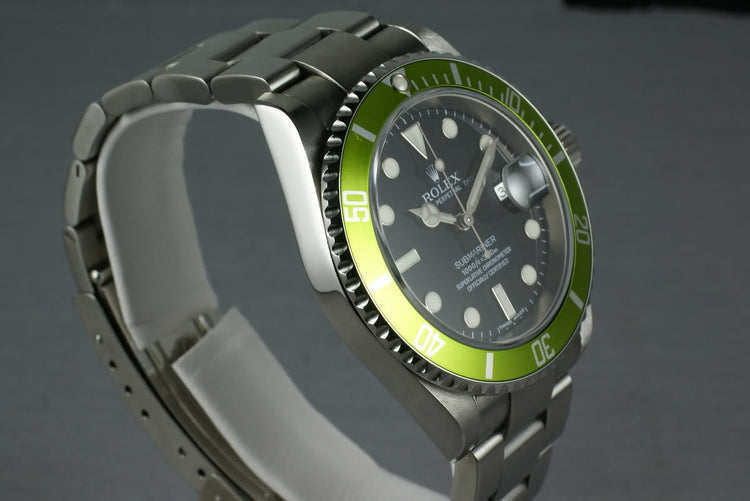 Rolex Green Submariner 16610 LV with Box and Papers