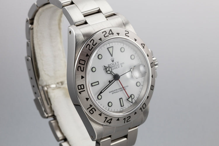 1999 Rolex Explorer II 16570 with SWISS Only White Dial