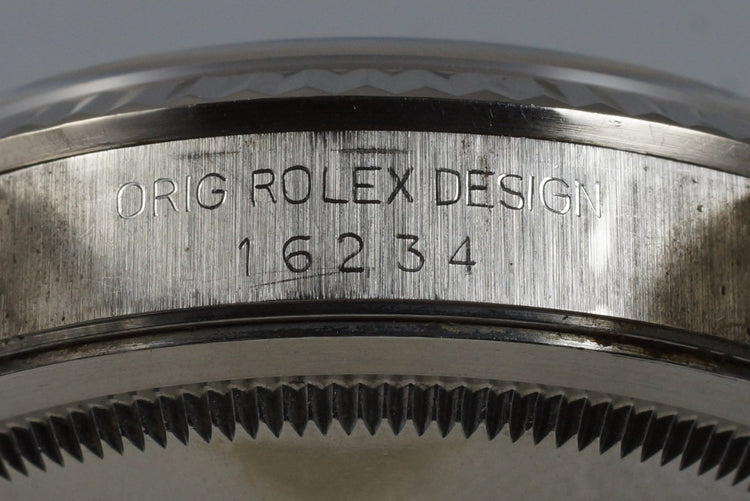 1990 Rolex DateJust 16234 with Factory Diamond Silver Dial