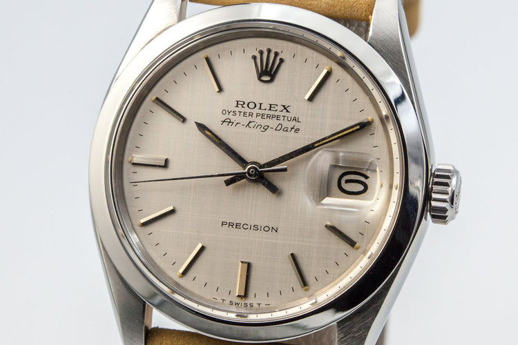 1971 Rolex Air King Date 5700 Silver Linen Dial