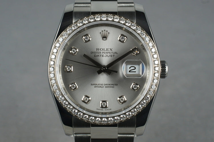 2010 Rolex DateJust 116244 Diamond Dial and Bezel with Box and Papers
