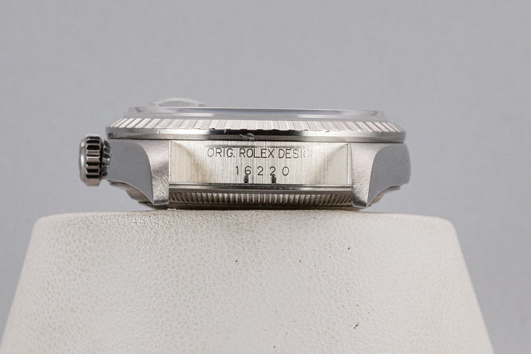 2002 Rolex DateJust 16220 No Lume White Roman Dial with Box and Papers