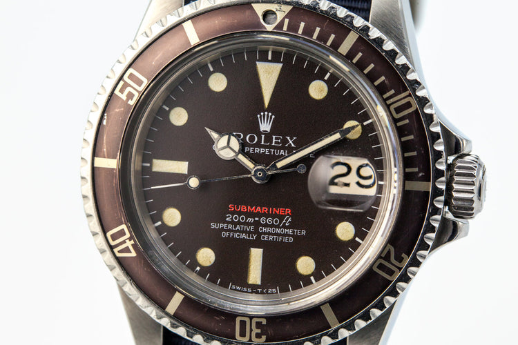 1969 Rolex Red Submariner 1680 Tropical BROWN Mark II Meters First Dial