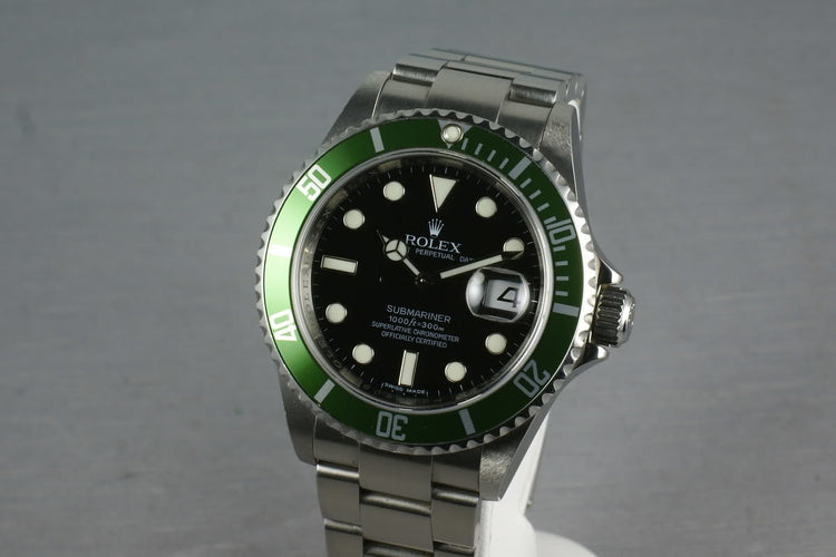 Rolex Green Submariner 16610 LV with Box and Papers