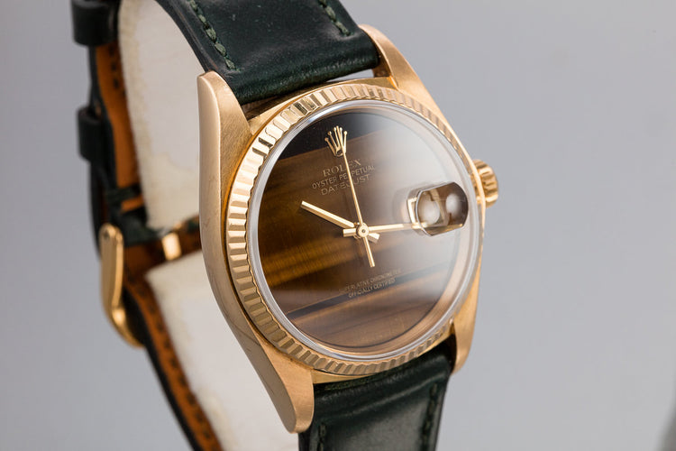 1979 Rolex 18K YG DateJust 16018 with Tigers Eye Stone Dial
