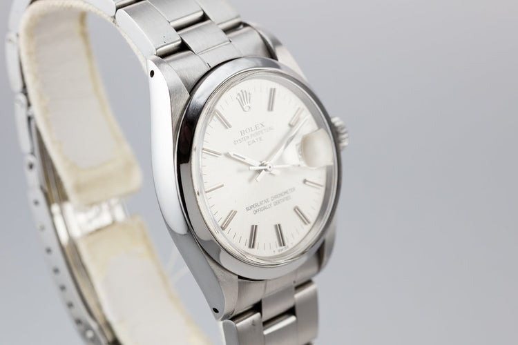 1972 Rolex Date 1500 with No Lume Silver Dial