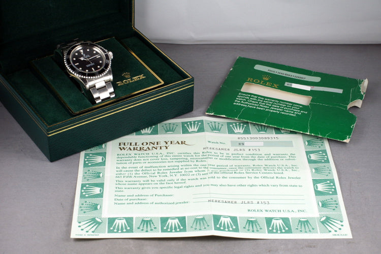 1988 Rolex Submariner 5513 with Box and Papers