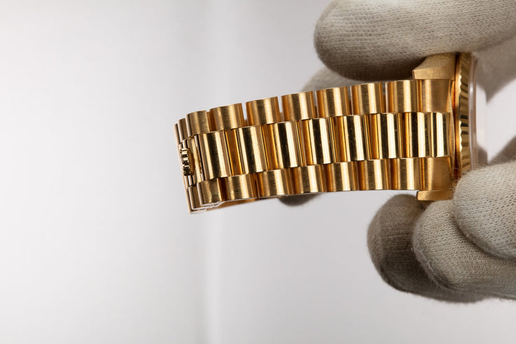 1990 Rolex 18K YG Day-Date 18238 Champagne Tapestry Dial with Papers