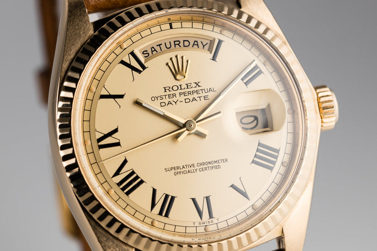 1970 Rolex 18K Day-Date with Champagne Large Roman Dial