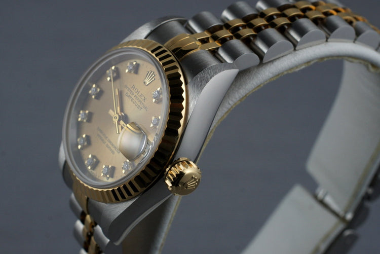 1993 Ladies Rolex Two Tone Datejust 69173 Factory Diamond Dial with Box and Papers