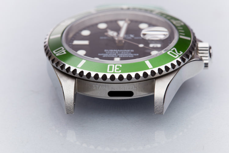 2006 Unpolished Rolex 16610LV Green Anniversary Submariner with Box, Hangtag, Card, & Booklets