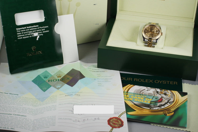 2003 Rolex Two Tone DateJust 116233 with Box and Papers