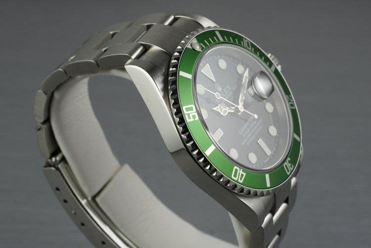 2005 Rolex Green Submariner 16610V with Box and Papers