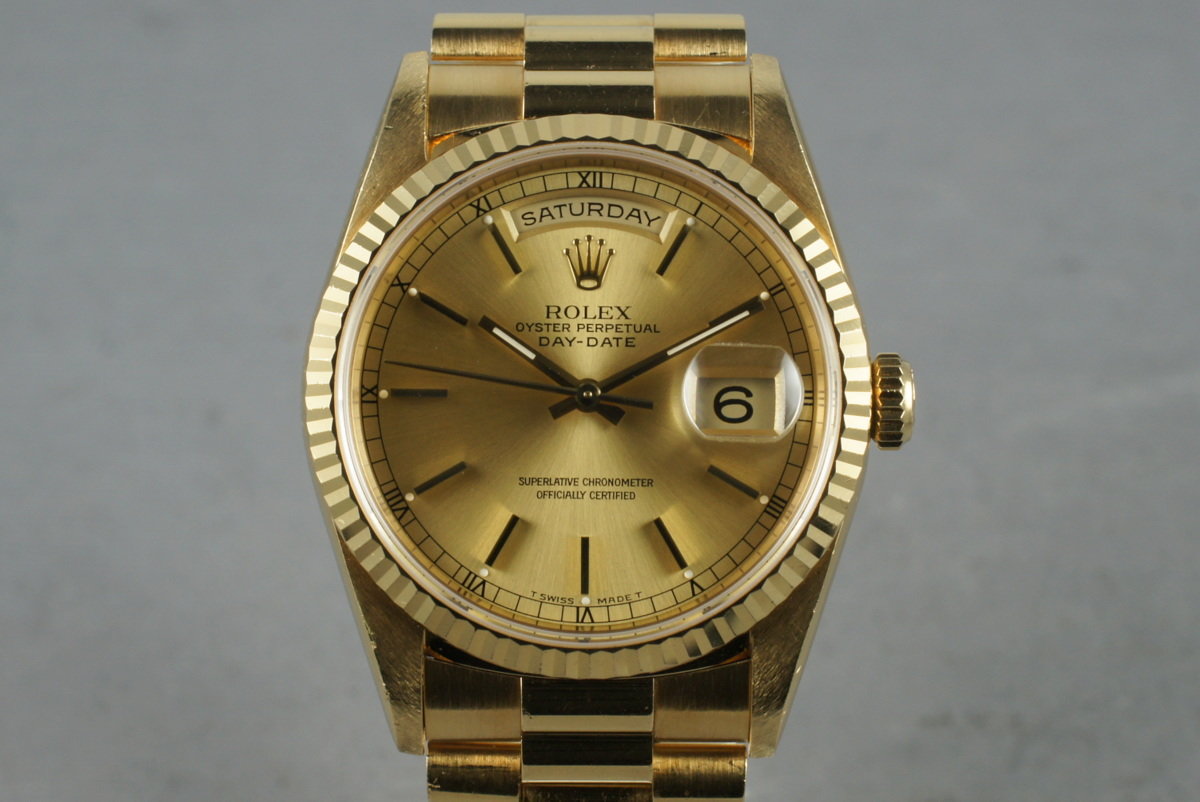 Plys dukke is Samme HQ Milton - 1996 Rolex President Double Quick 18238 with Box & Papers,  Inventory #2534, For Sale