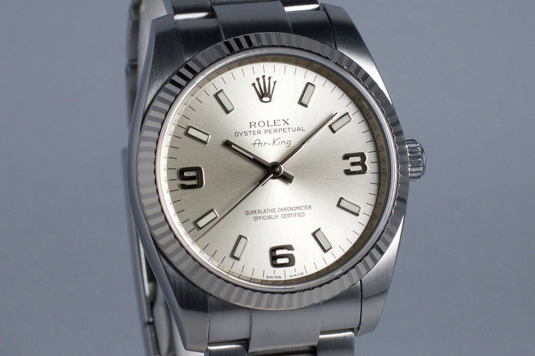 2007 Rolex Air King 114200 Silver 3/6/9 Dial