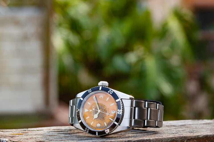 1954 Rolex Submariner Big Crown 6200 with Tropical Explorer 3, 6, 9 Dial and Big Logo Bracelet