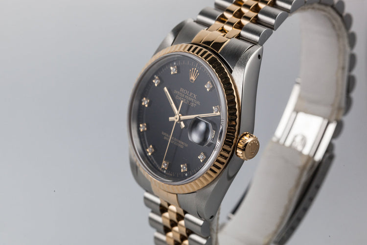 1991 Rolex Two Tone DateJust 16233 Diamond Dial with Box and Papers