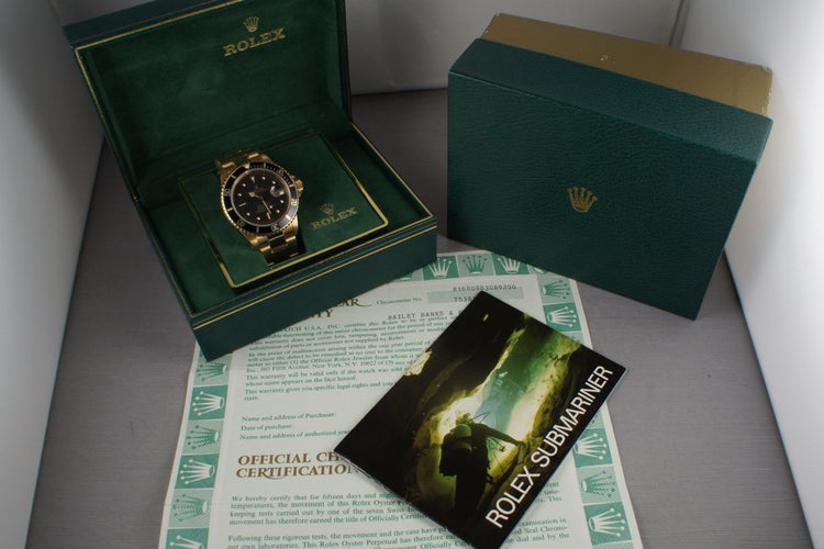 Submariner 18K 16808 Black Nipple Dial with Box and Papers