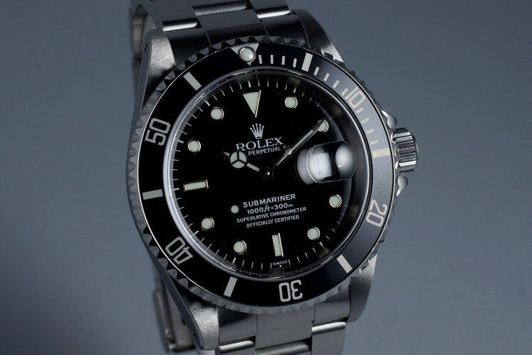 1999 Rolex Submariner 16610 with RSC Papers