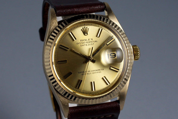 1969 Rolex YG DateJust 1601 Champagne Dial