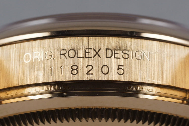 2000 Rolex Rose Gold Day-Date 118205 Brown Wave Dial with Box and Papers