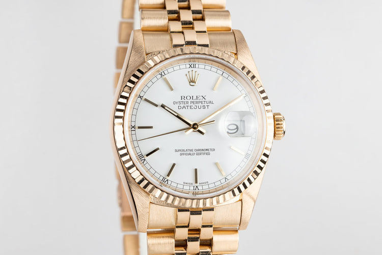 2001 Rolex 18K YG Rolex DateJust 16238 White Dial