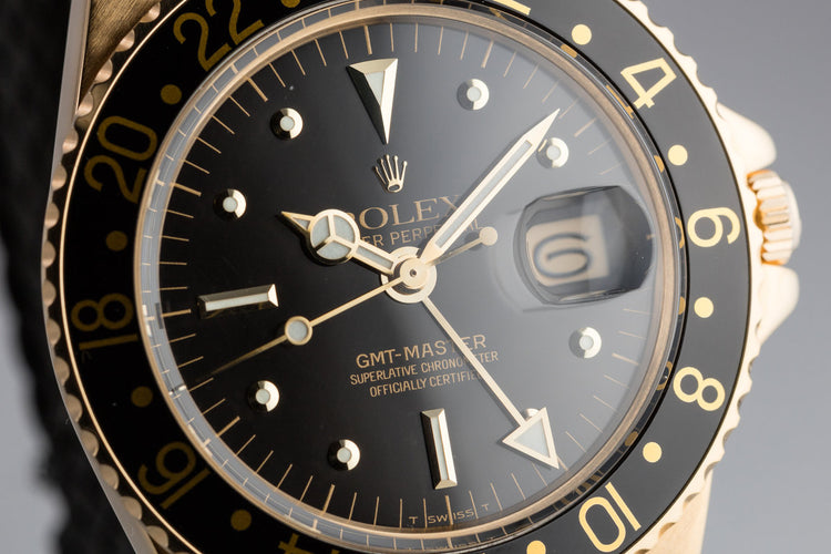 1968 18K YG GMT-Master 1675 with Service Black Nipple Dial and Service Papers