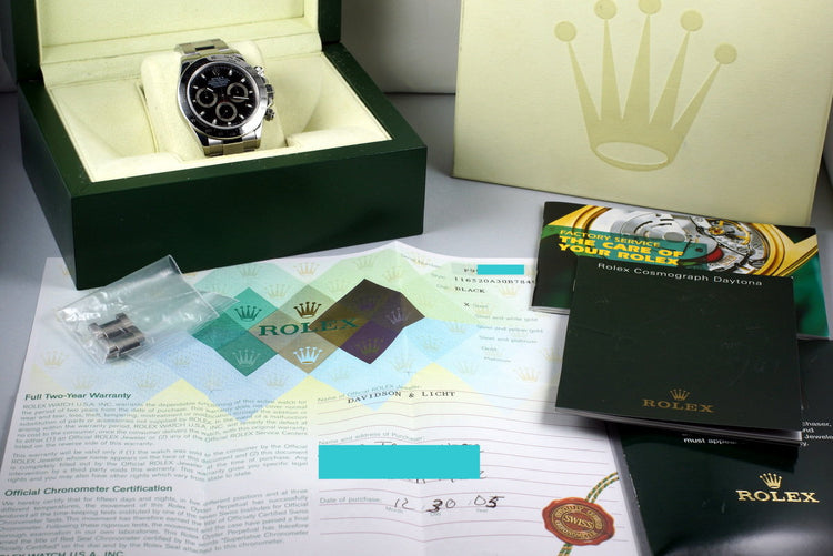 2005 Rolex Daytona 116520 Black Dial with Box and Papers