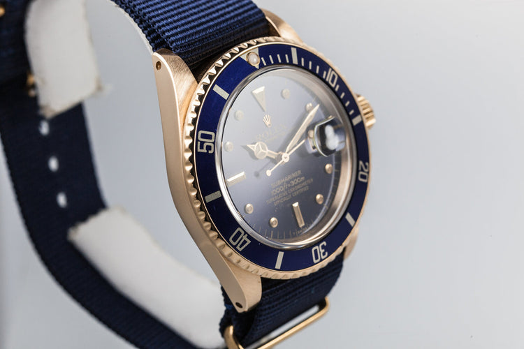1984 Rolex 18k Submariner 16808 Blue Nipple Dial
