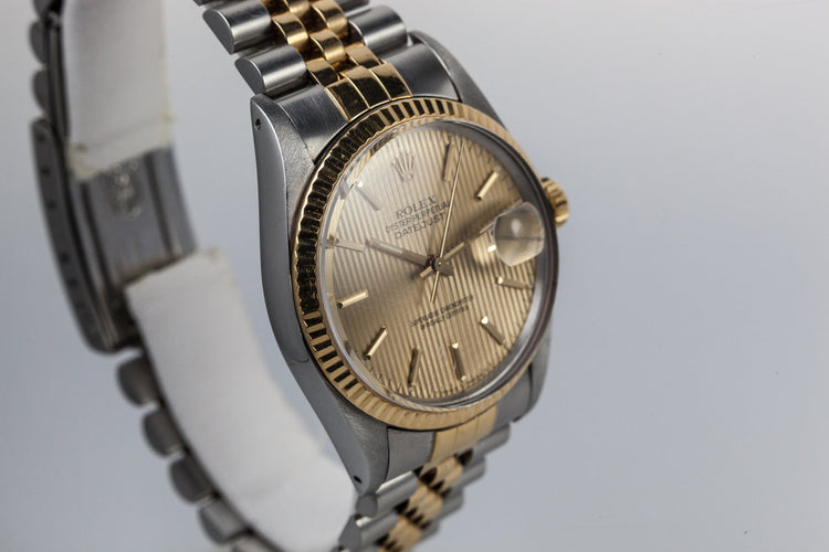 1985 Rolex DateJust 16013 Gold Tapestry Dial with Box and Papers