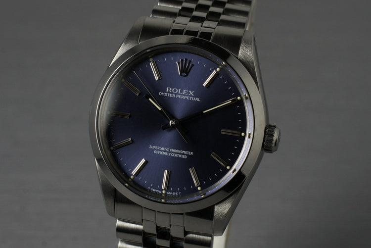 1988 Rolex Oyster Perpetual Blue Dial 1002 with RSC Papers
